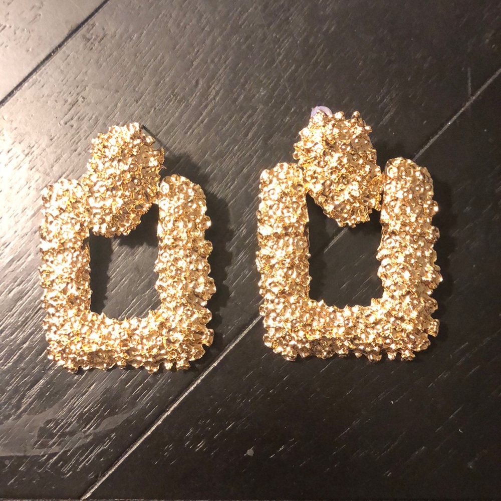 Beautiful Gold Doorknocker Statement Earrings